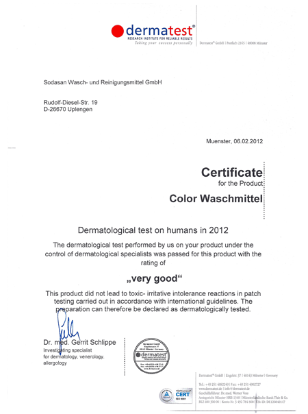 dermatest certificate