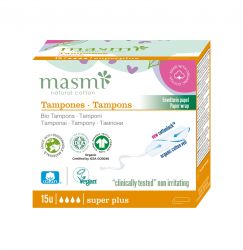 masmi Органические тампоны Super Plus без аппликатора для обильных выделений или для использования в первые дни менструации