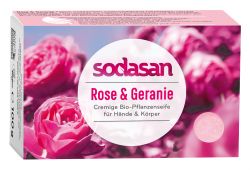 Органическое мыло-крем Wild roses для лица с маслами Ши и Диких роз, SODASAN